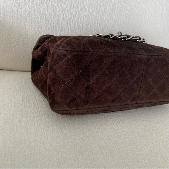 Chanel Vintage Classic Single Flap Bag Quilted Suede Medium Brown - Picture 7 of 17